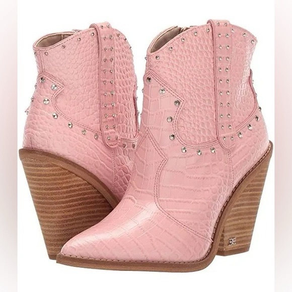 Sam Edelman Shoes - Women’s Iris Pink Croc Leather Western Bootie